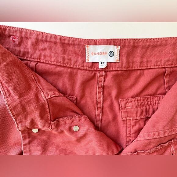 Sundry Croft Crop Pants Size 29 Deep Pockets Pink / Terra Cotta Cotton - Picture 8 of 10